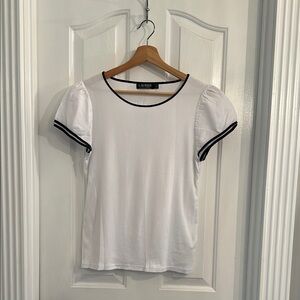 Ralph Lauren Fitted Cap Sleeve White and Blue Tee